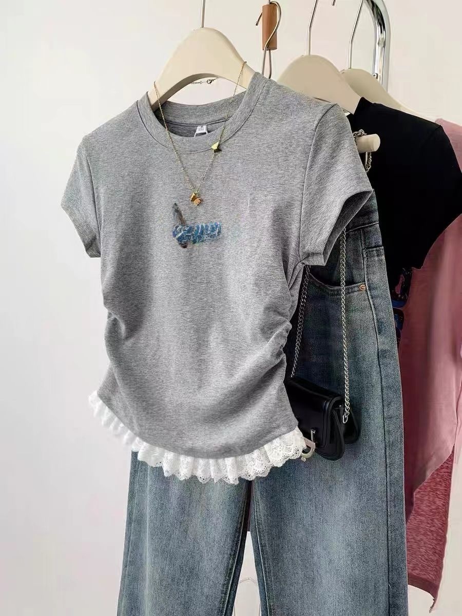 Embroidery Moisturizer - Slim Fit Short Sleeve T-Shirt Women's