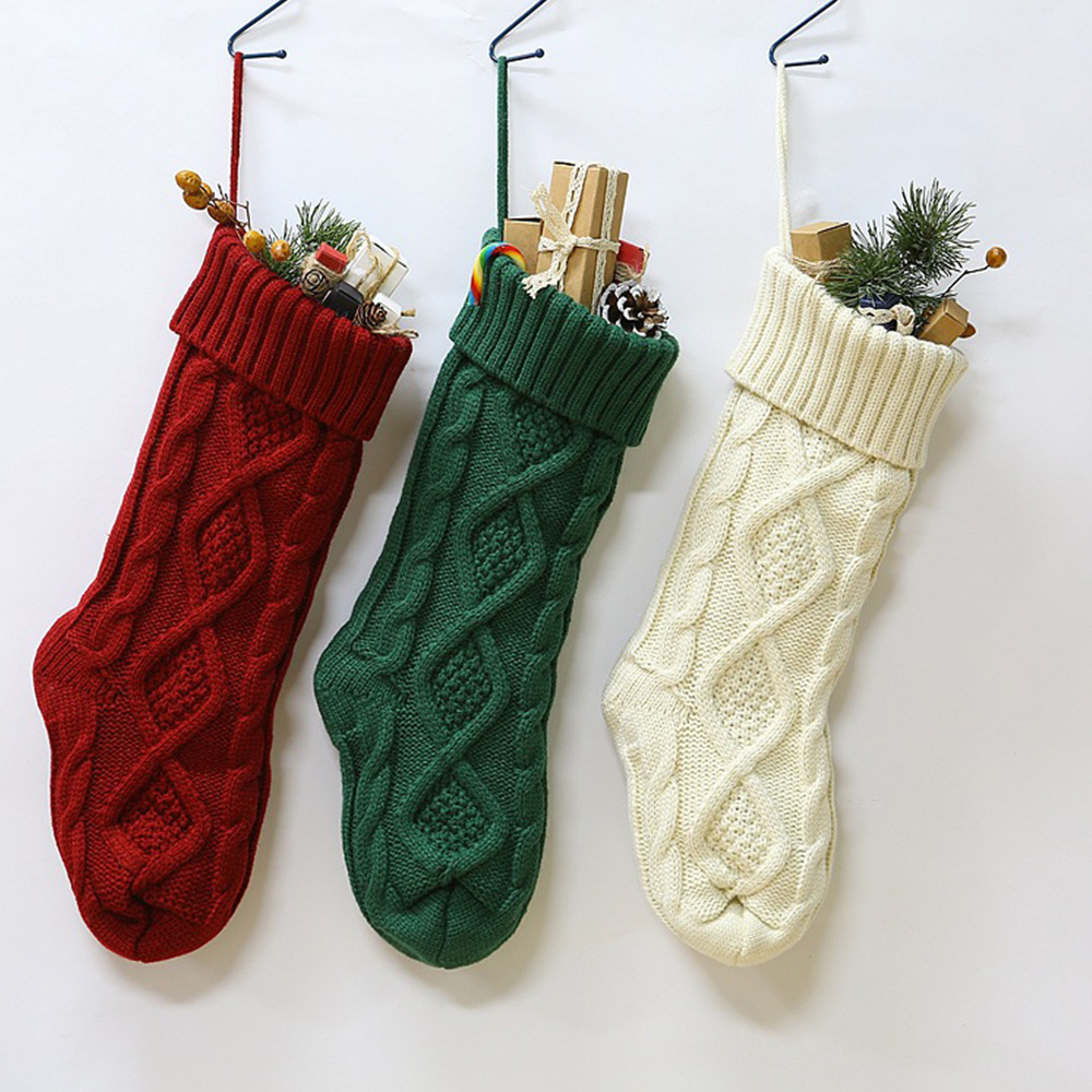 Embroidery Xmas Stocking - Knitted Christmas Stockings Large Size Stocking