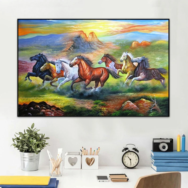 Embroidery Running Stitch - Running Horses 5D Diamond Painting Full