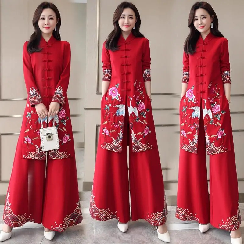 Embroidery Youtube - Long Ethnic Style Cheongsam Set Spring
