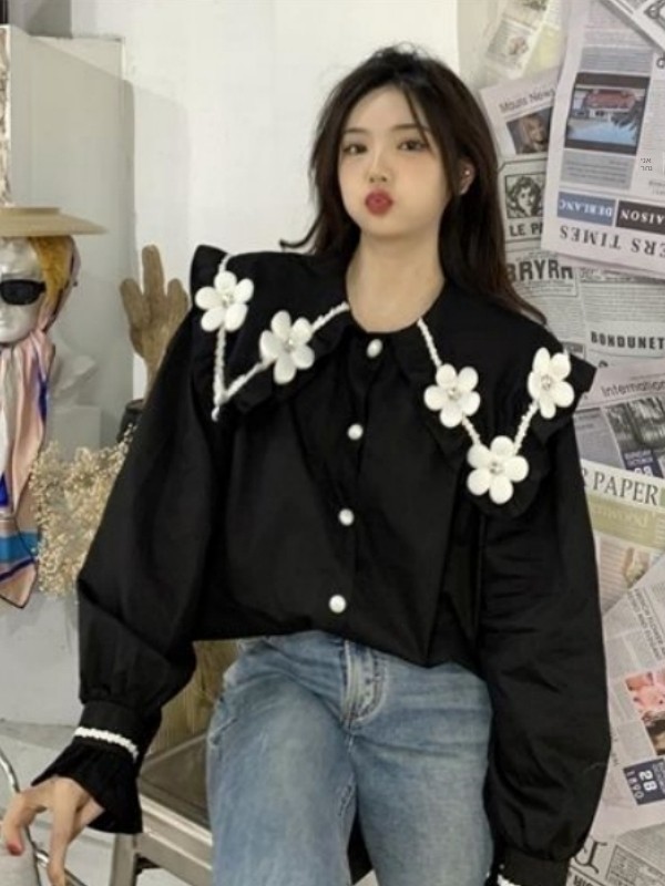 Embroidery Moisturizer - plus Size Heavy Embroidery Flower Collar