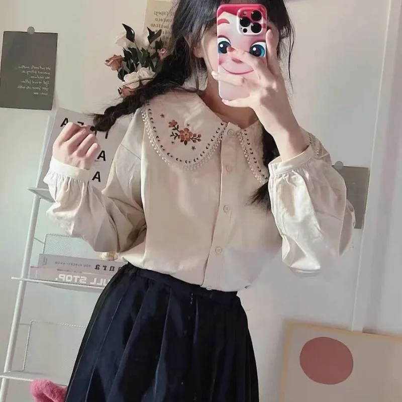 Embroidery Design Love - Shirts Women Japan Style Embroidery Design