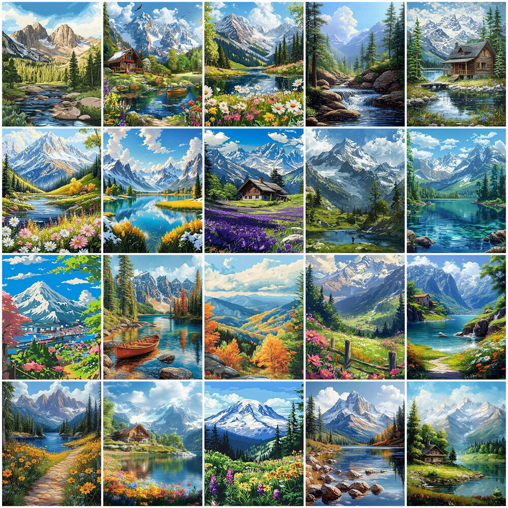 Embroidery Translate - Oil Painting By Numbers Mountain Landscape
