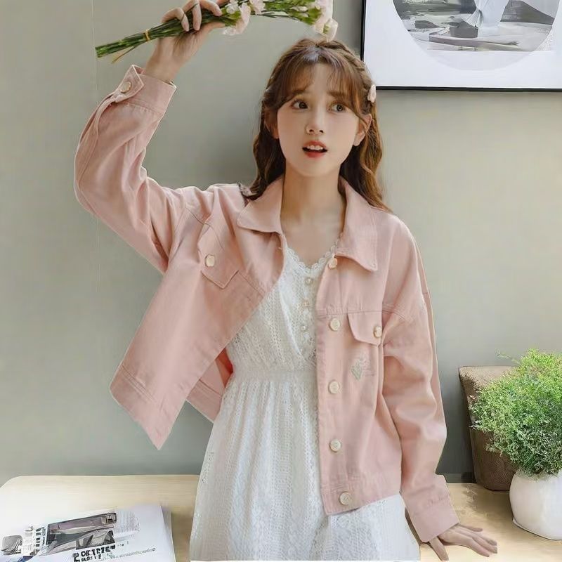 Fashion Pink Denim Jacket Wome - đánh giá và giá Embroidery Jacket Jeans