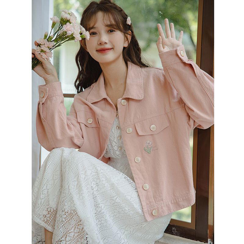 Fashion Pink Denim Jacket Wome - đánh giá và giá Embroidery Jacket Jeans