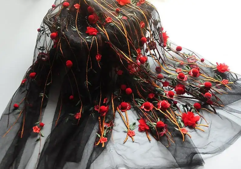 3D chiffon flower pompom embro - đánh giá và giá Embroidery Veil