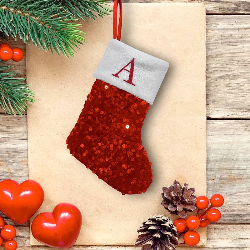 Red Sequin Christmas Stocking  - đánh giá và giá Embroidery Xmas Stocking