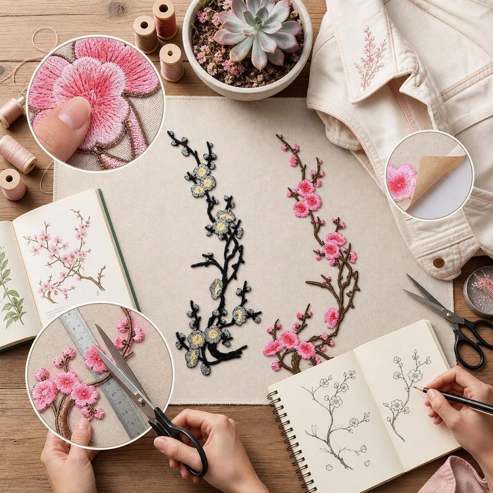 DIY Cherry Blossom Iron On Pat - đánh giá và giá Embroidery Patch