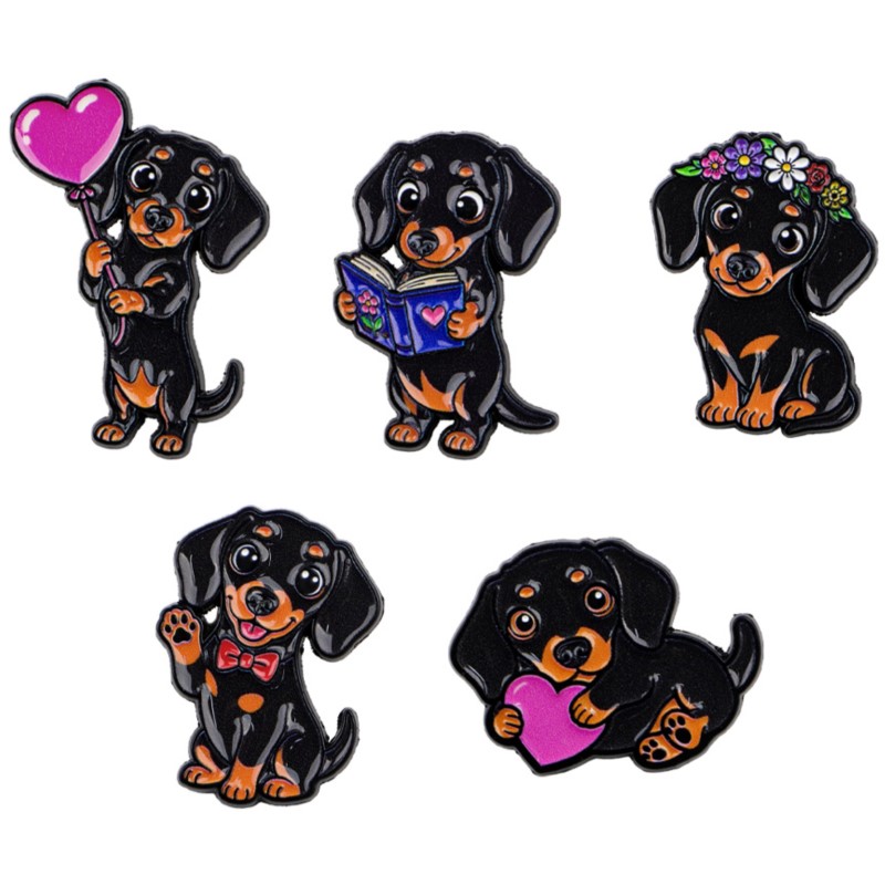 5pcs Cute Dachshund Enamel Pin - đánh giá và giá Embroidery Garment