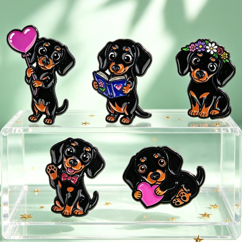 5pcs Cute Dachshund Enamel Pin - đánh giá và giá Embroidery Garment
