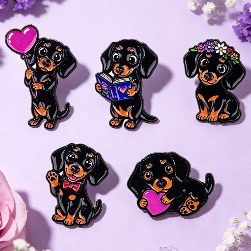5pcs Cute Dachshund Enamel Pin - đánh giá và giá Embroidery Garment