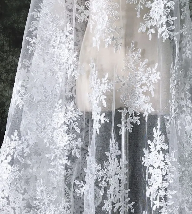 White Vintage Flower Embroider - đánh giá và giá Embroidery Veil
