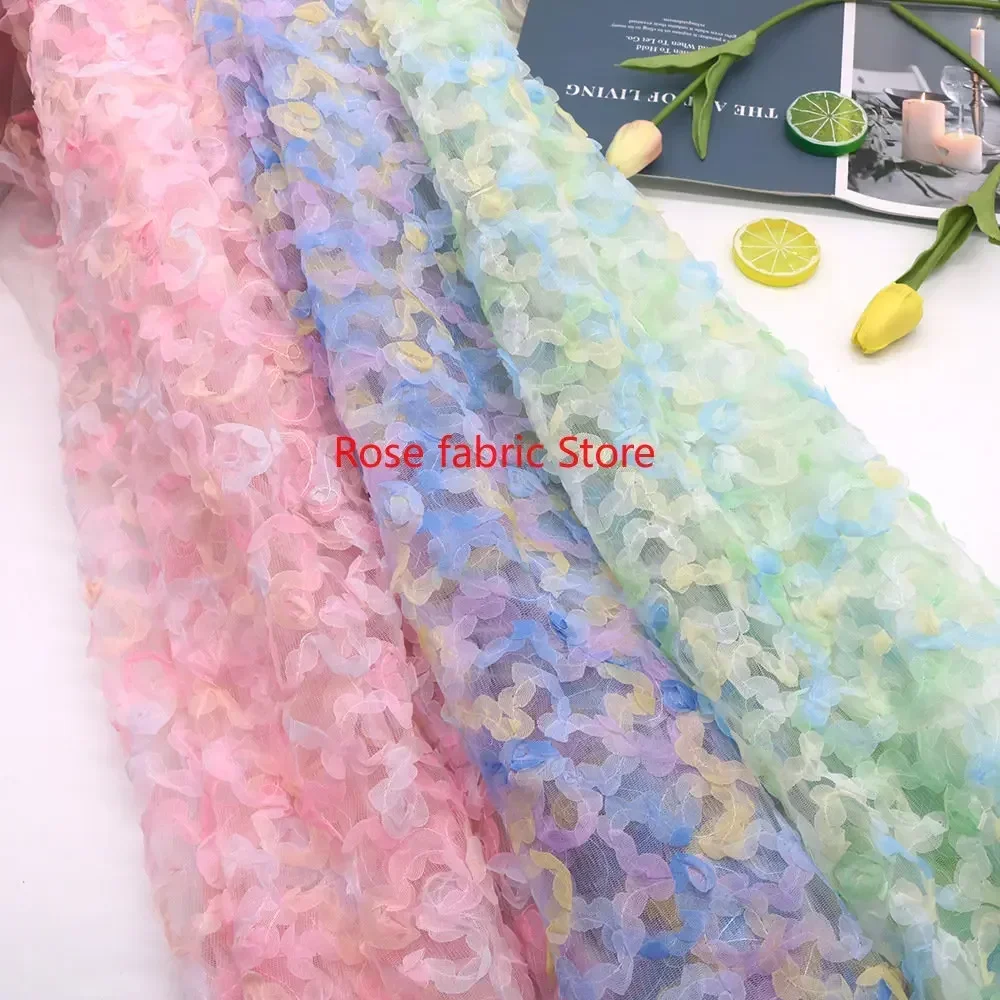 Gradient chiffon rose crochet  - đánh giá và giá Embroidery Veil