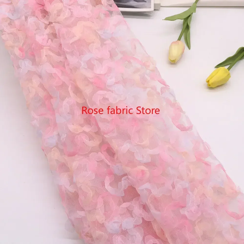 Gradient chiffon rose crochet  - đánh giá và giá Embroidery Veil