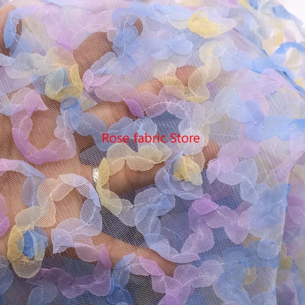 Gradient chiffon rose crochet  - đánh giá và giá Embroidery Veil