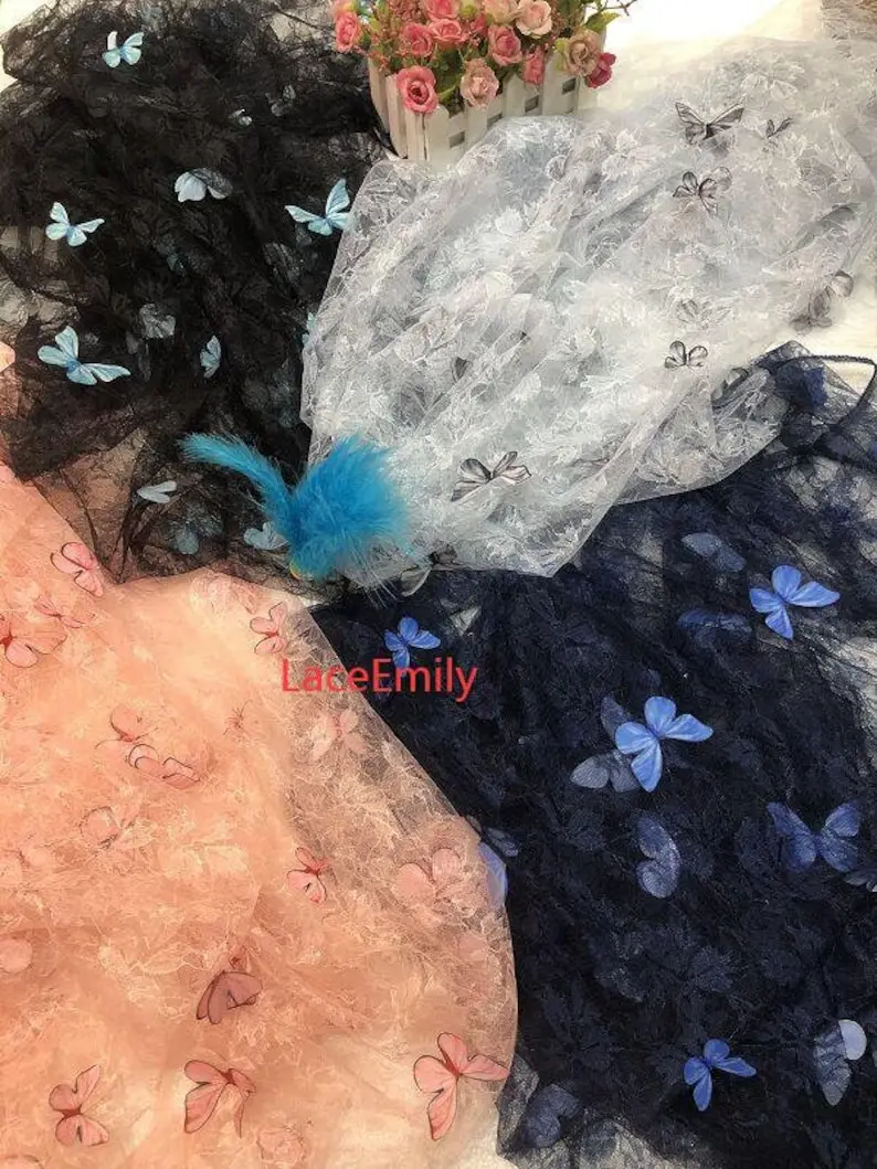 4 Colors 3D butterfly embroide - đánh giá và giá Embroidery Veil
