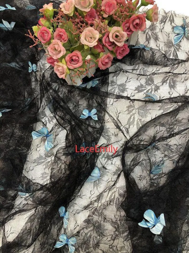 4 Colors 3D butterfly embroide - đánh giá và giá Embroidery Veil