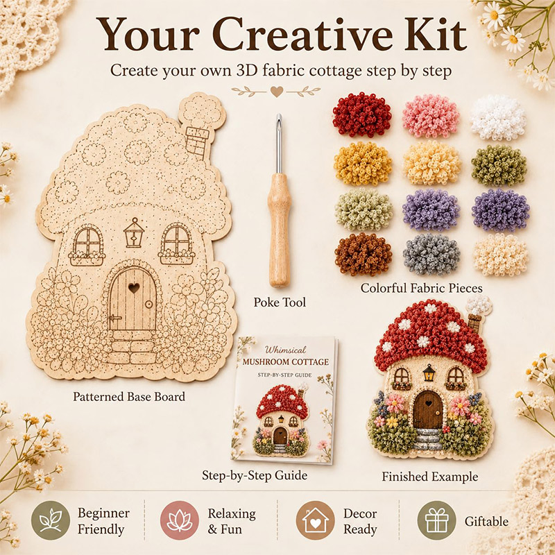 3D Mushroom House Poke Art DIY - đánh giá và giá Embroidery A