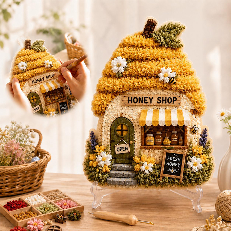 3D Mushroom House Poke Art DIY - đánh giá và giá Embroidery A