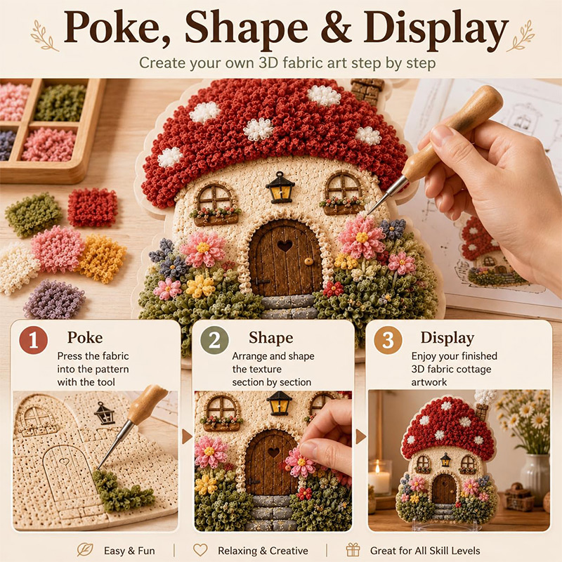 3D Mushroom House Poke Art DIY - đánh giá và giá Embroidery A
