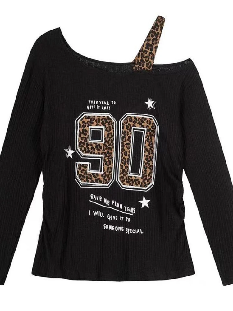 Y2K Patchwork Leopard Print T- - đánh giá và giá Embroidery A