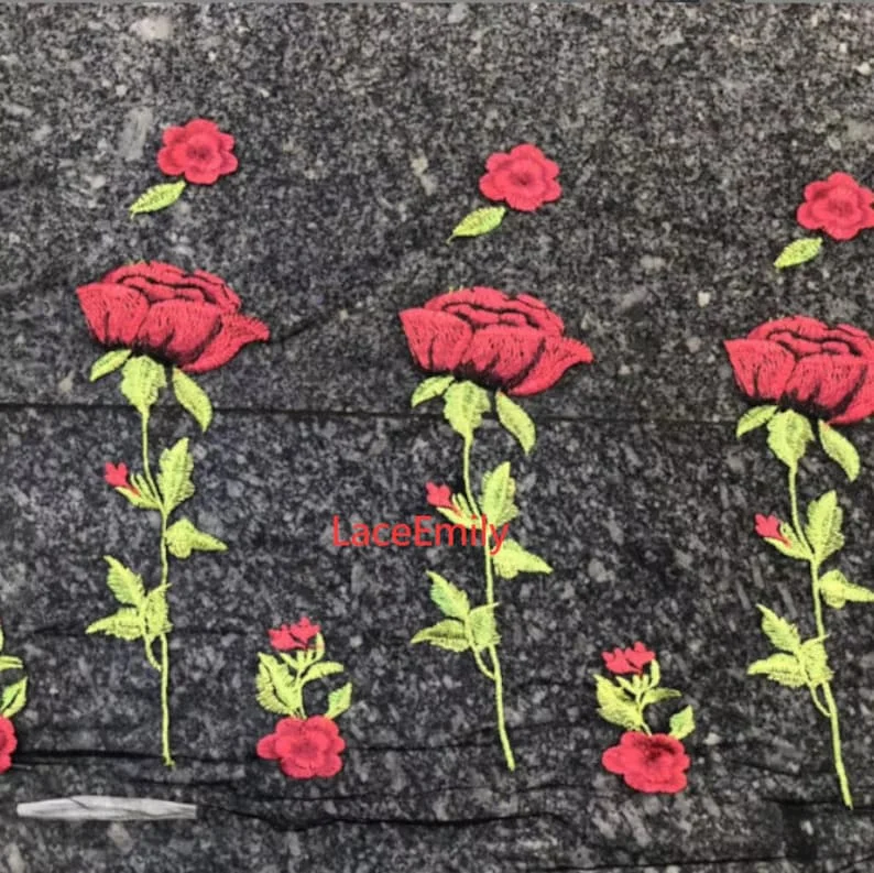 Red Rose Lace Fabric flower em - đánh giá và giá Embroidery Veil