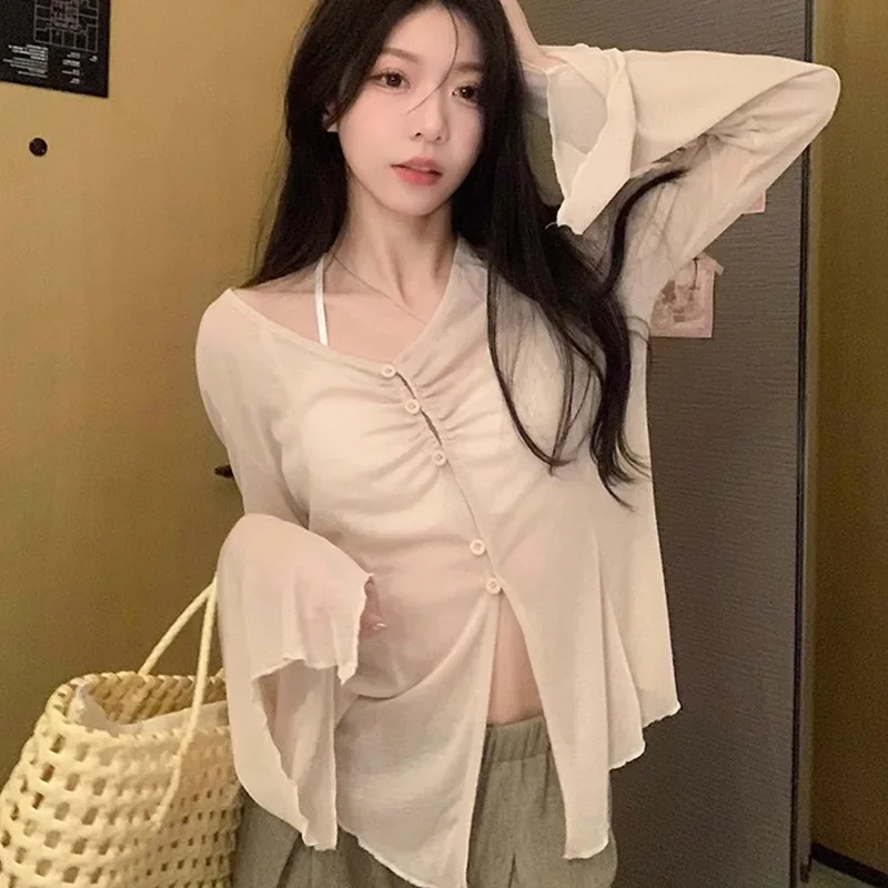 Sheer Flare Sleeve Blouse - Y2 - đánh giá và giá Embroidery A