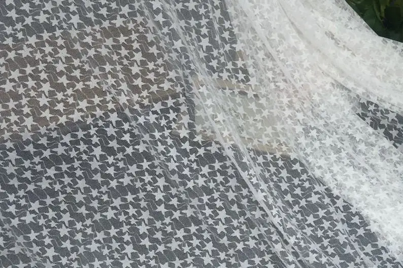 Black White Soft Star Embroide - đánh giá và giá Embroidery Veil