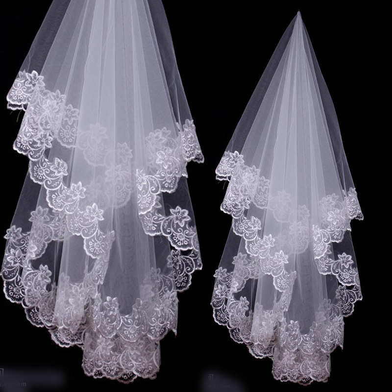 Màu Trắng Ngà Phối Ren Thêu Đá - đánh giá và giá Embroidery Veil