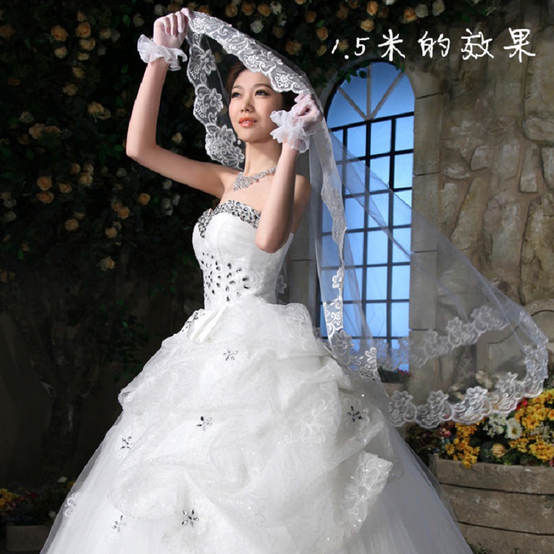 Màu Trắng Ngà Phối Ren Thêu Đá - đánh giá và giá Embroidery Veil