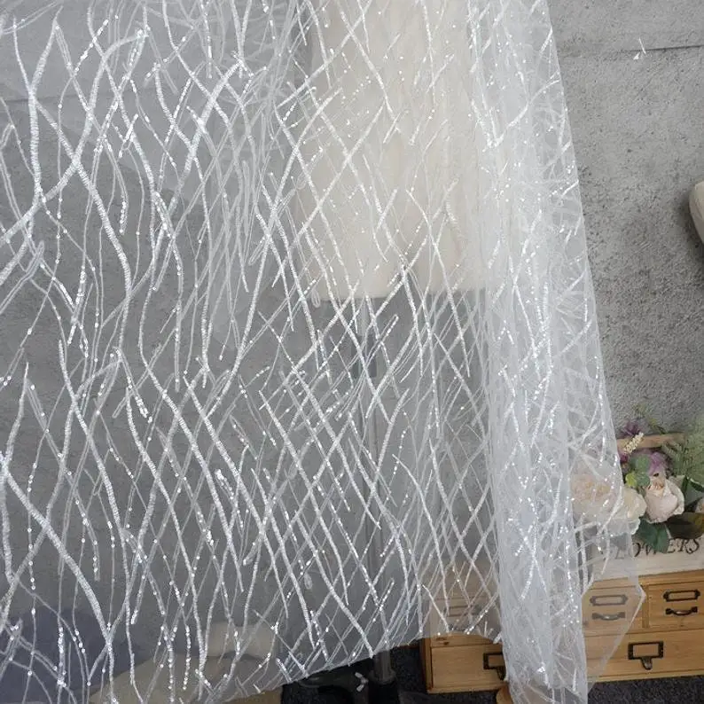 Heavy Sequins Lace fabric Flow - đánh giá và giá Embroidery Veil