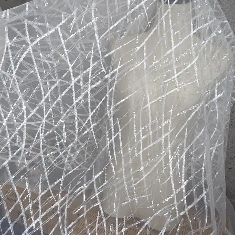 Heavy Sequins Lace fabric Flow - đánh giá và giá Embroidery Veil