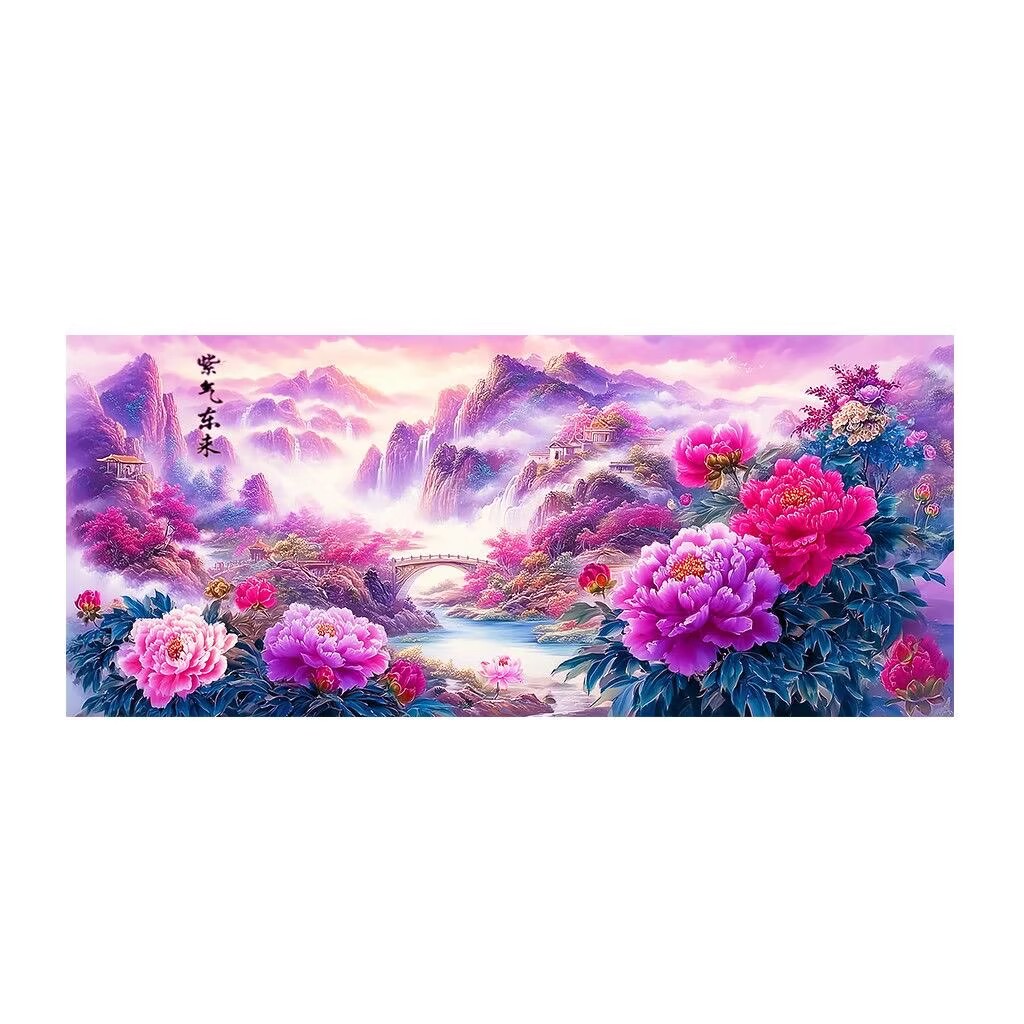 9ct 180X75CM Peony Mountains E - đánh giá và giá Embroidery Kit